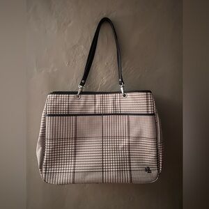 Ralph Lauren Black and Cream Houndstooth Tote